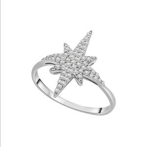 1/4 CT Authentic Diamond Starburst Sterling Silver Ring